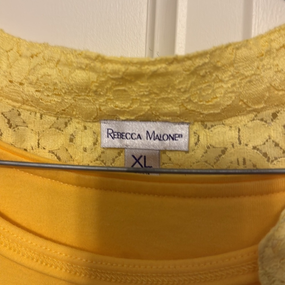 Rebecca Malone Lace Cut Out Cardigan with Matching Yellow Tank Both Sz XL - Picture 2 of 6